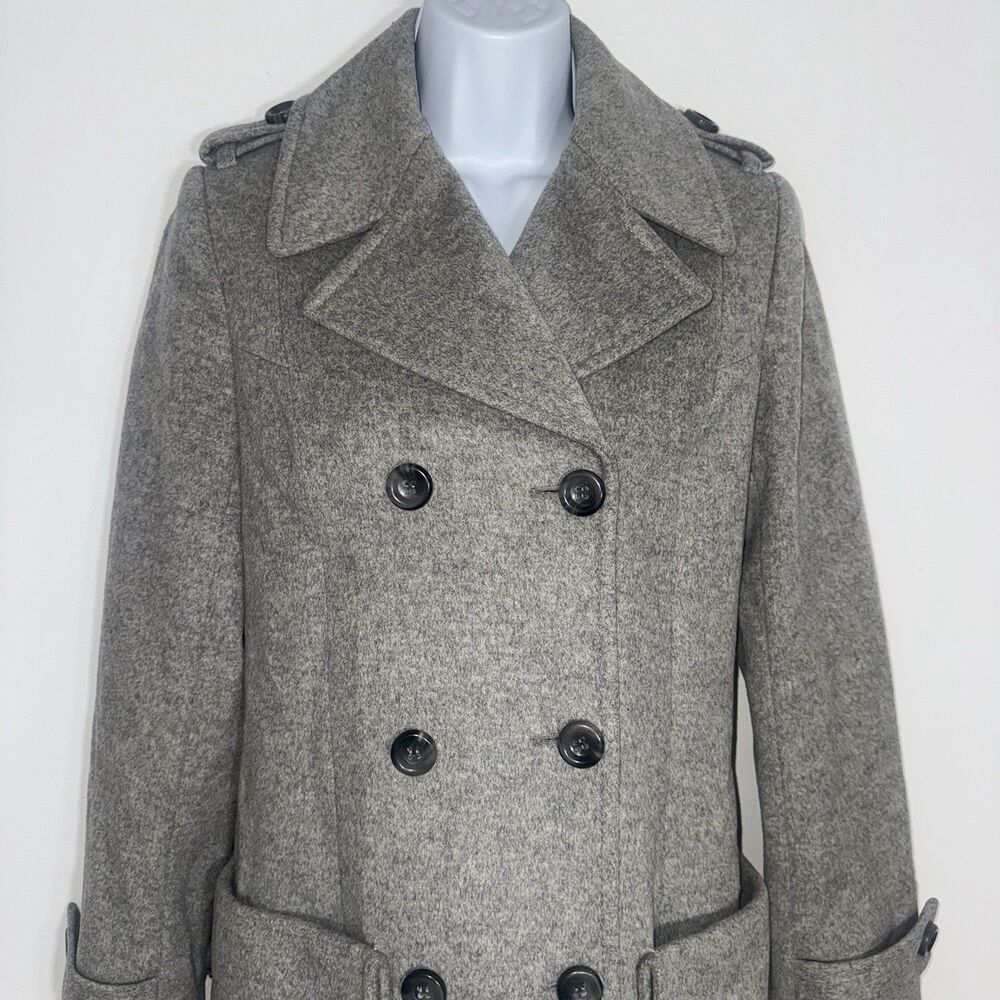 Reiss Wool Cashmere Blend Gray Double Breasted Classic Coat Short Women XS - Picture 3 of 12